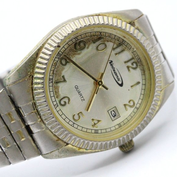Vintage NELSONIC Watch Quartz Gold Tone Watch Date Indicator 35M Expandable Band - Picture 6 of 8